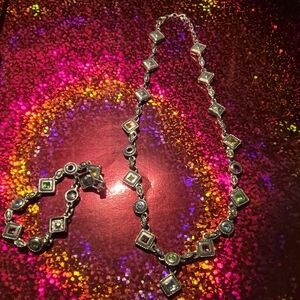 Elegant Silver and Multicolor Gemstone Necklace and Bracelet Set